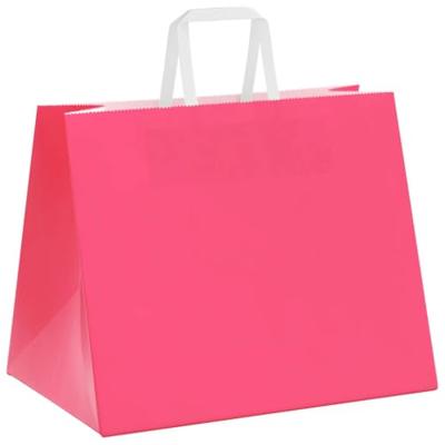 VidaXL Papieren zakken 250 st met hengsels 32x22x24 cm roze