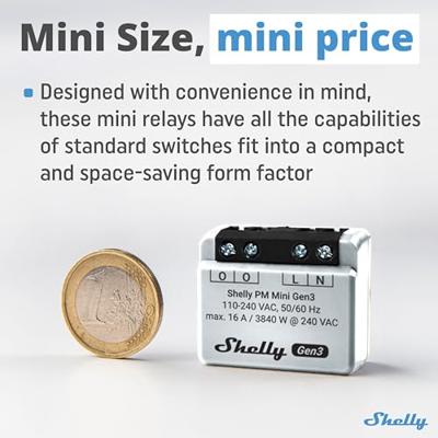 Shelly Shelly PM Mini Gen3 Schakel-meetactor WiFi, Bluetooth