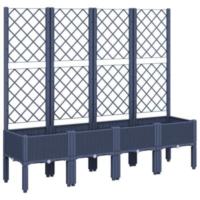 VidaXL Plantenbak met latwerk 160x40x142 cm polypropeen blauwgrijs VidaXL Plantenbak met latwerk 160x40x142 cm polypropeen blauwgrijs
