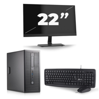 HP EliteDesk 800 G1 Tower - Intel Core i5-4e Generatie - 8GB RAM - 256GB SSD - Windows 10 + 1x 22 inch Monitor - thumbnail