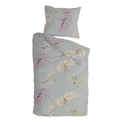 Byrklund Be Leaves dekbedovertrek - 1-persoons (140x200/220 cm + 1 sloop) - Katoen - Grijs