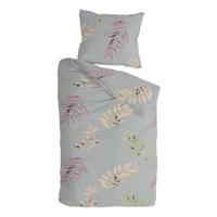 Byrklund Be Leaves dekbedovertrek - 1-persoons (140x200/220 cm + 1 sloop) - Katoen - Grijs - thumbnail
