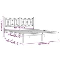 Bedframe met hoofdbord metaal wit 150x200 cm - thumbnail