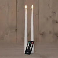 Anna&apos;s Collection LED gotische kaars 3d flame 30 cm wit 2 stuks - thumbnail