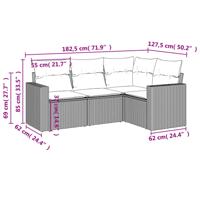 4-delige Loungeset met kussens poly rattan grijs - thumbnail
