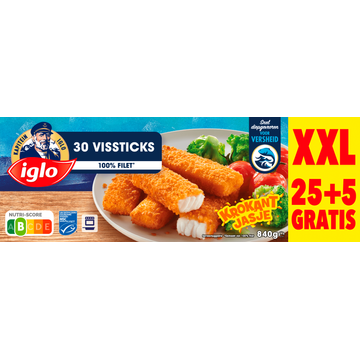 Iglo Vissticks XXL 25+5 Gratis 840 g bij Jumbo