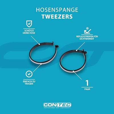 CONTEC broekklem "tweezers" ct trouser clip pair w. reflective stripes, black CONTEC broekklem "tweezers" ct trouser clip pair w. reflective stripes, black