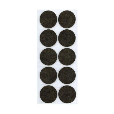 Plakvilt bruin rond Ø 4,5 cm en hoogte 0,35 cm van vilt - 10 stuks