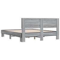 Bedframe bewerkt hout metaal grijs sonoma eiken 150x200 cm - thumbnail