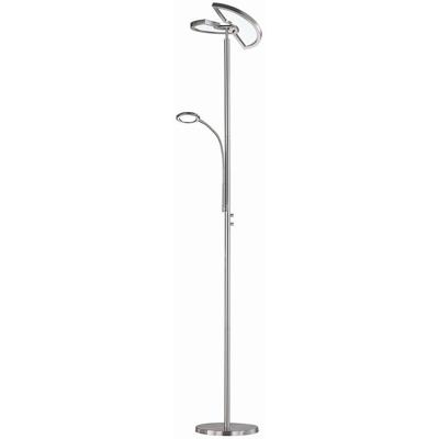 LED Vloerlamp 20W + 3W - Dimbaar & Kleuraanpasbaar - Mat Chroom Aluminium