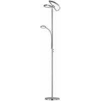 LED Vloerlamp 20W + 3W - Dimbaar & Kleuraanpasbaar - Mat Chroom Aluminium - thumbnail