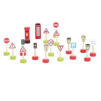 Bigjigs houten verkeersborden, 18st. - thumbnail