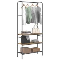 Kledingrek met planken artisanaal eikenkleurig 77 x 30 x 171 cm - thumbnail