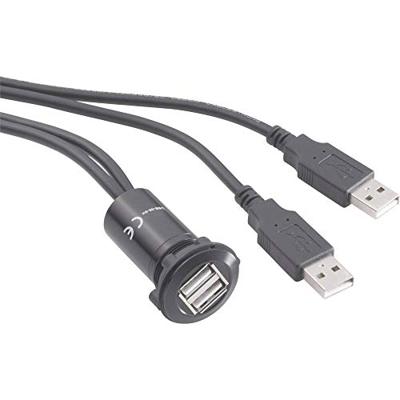 TRU COMPONENTS USB-06-BK Dubbele USB-inbouwbus 2.0 Bus, inbouw, Adapter 2x USB-bus type A naar 2x USB-stekker type A met 60 cm kabel Inhoud: 1 stuk(s)
