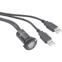 TRU COMPONENTS USB-06-BK Dubbele USB-inbouwbus 2.0 Bus, inbouw, Adapter 2x USB-bus type A naar 2x USB-stekker type A met 60 cm kabel Inhoud: 1 stuk(s) - thumbnail