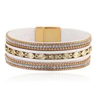 DEJA Brede Armband goudkleurig met ovale schakels in wit - thumbnail