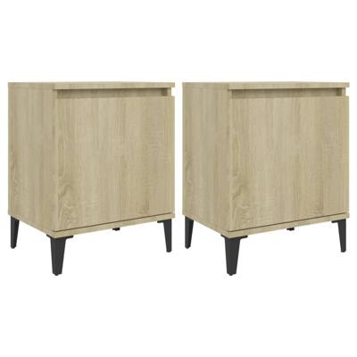 VidaXL Nachtkastjes met metalen poten 40x30x50 cm sonoma eikenkleurig