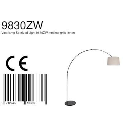 Steinhauer BooglampStresa zwart met linnen lampenkap - 9830ZW