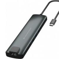 Hub USB Conceptronic 110515507101 Aluminium Grijs 9-in-1 - thumbnail