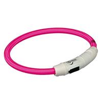 Trixie lichtgevende halsband hond flash usb tpu / nylon roze - thumbnail