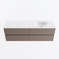 MONDIAZ VICA 150cm badmeubel onderkast Smoke 4 lades. Wastafel MOON rechts zonder kraangat, kleur Talc. - thumbnail