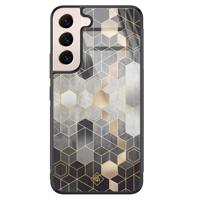 Samsung Galaxy S22 glazen hardcase - Grey cubes - thumbnail