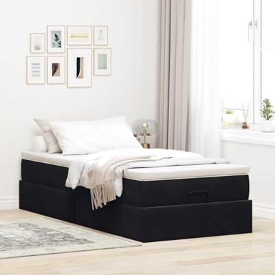 Ottoman bed met matras 90x200cm fluweel zwart