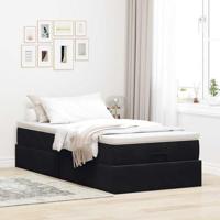 Ottoman bed met matras 90x200cm fluweel zwart - thumbnail