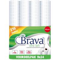 Brava - Ultra Soft Toiletpapier - 216 Rollen - 3 Laags - Ultiem Comfort WC Papier - Superieure Sterkte - Maximale Absorptie & Pluisvrij - Voordeelverpakking WC Papier - thumbnail
