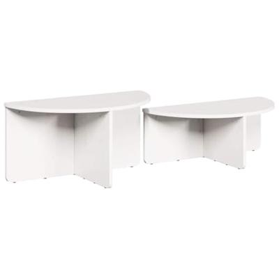 Salontafel 2 pcs Wit Massief grenenhout