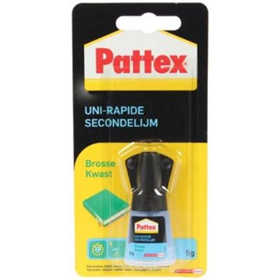 Secondelijm Pattex met kwast vloeibaar 5 gram Secondelijm Pattex met kwast vloeibaar 5 gram