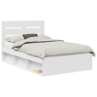 Bedframe met hoofdeinde Wit 135 x 190 cm Massief grenenhout - thumbnail