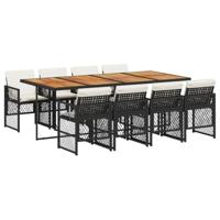 9-delige Tuinset poly rattan zwart - thumbnail