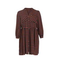 Paprika geruite blousejurk oranje/paars/zwart - thumbnail