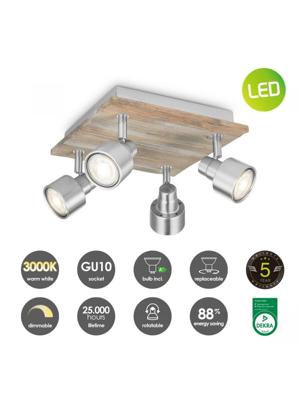 Light depot - LED opbouwspot Drift 4 licht - 23 cm - mat staal - Outlet
