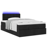 Ottoman bed met matras en LED's 120x200 cm stof zwart - thumbnail