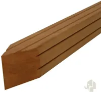 Elephant geschaafde paal Bangkirai hardhout 275cm 90x90mm 4-zijdig V-groeven en gepunt - thumbnail