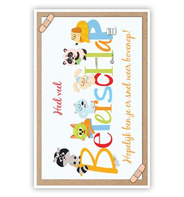 Wenskaart Beterschap Diertjes Wenskaart Beterschap Diertjes