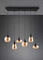 Trio 6-lichts hanglampLumina met amber glas - 317000613 - thumbnail