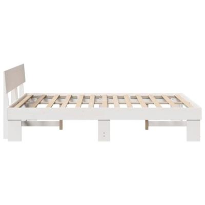 Bedframe met hoofdeinde Wit 140 x 200 cm Massief grenenhout Bedframe met hoofdeinde Wit 140 x 200 cm Massief grenenhout