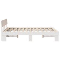 Bedframe met hoofdeinde Wit 150 x 200 cm Massief grenenhout - thumbnail