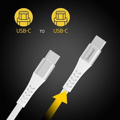 Intenso USB-kabel USB 2.0 USB-C stekker, USB-C stekker 1.50 m Wit Stoffen mantel 7901002