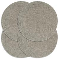VidaXL Placemats 4 st rond 38 cm katoen effen grijs - thumbnail