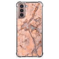 Samsung Galaxy S21 Plus Anti-Shock Hoesje Marmer Oranje - thumbnail