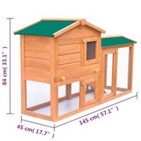 VidaXL Konijnenhok voor buiten groot hout - thumbnail