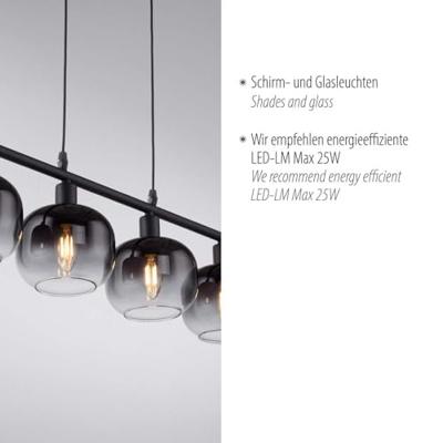 Just Light Zwarte hanglampZea 4-lichts - 15421-18