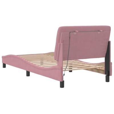 Bedframe met LED zonder matras fluweel roze 90x190 cm