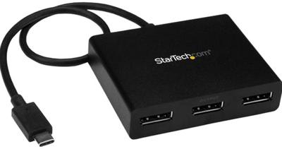 StarTech.com 3-Port USB-C multi-monitor adapter, USB-C naar 3x DisplayPort 1.2 MST Hub, drievoudig 1080p 30Hz DP Laptop Display Extender/Splitter, extra lange integ. Kabel, alleen Windows