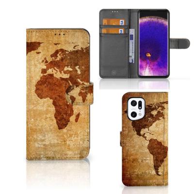 OPPO Find X5 Pro | Flip Cover | Wereldkaart OPPO Find X5 Pro | Flip Cover | Wereldkaart