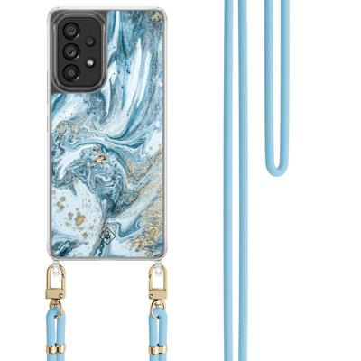 Samsung Galaxy A53 hoesje met blauw koord - Marble sea Samsung Galaxy A53 hoesje met blauw koord - Marble sea